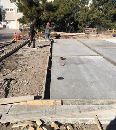 Concrete pour at a coastal job site