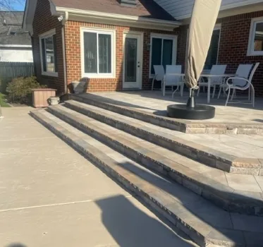 Concrete patio and steps